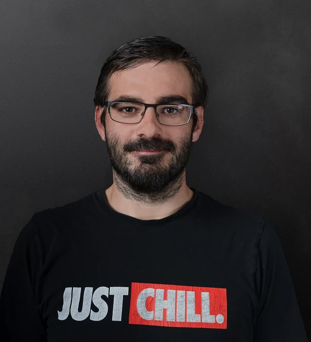 Bernhard Berger wearing a Just Chill T-shirt
